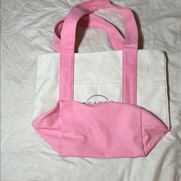 Trader Joe's Pink and White Canvas Tote Bag - Picture 2 of 2